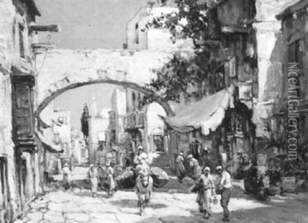 Middle Eastern Street Scene Oil Painting - Arthur Vidal Diehl