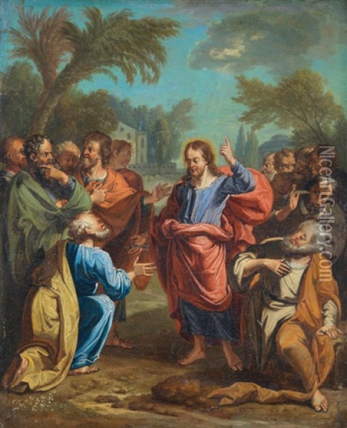 Christ Giving The Keys To Saint Peter Oil Painting - Jacob Ignatius Roore