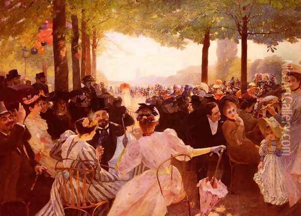 Avenue Du Bois-De-Boulogne (or Club Des Pannes) Oil Painting - Albert Marie Adolphe Dagnaux