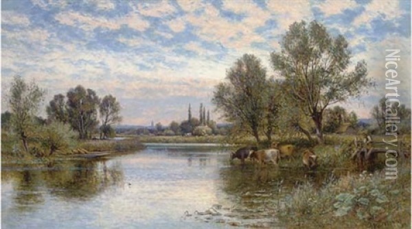 A Summer's Day On The Thames Oil Painting - Alfred Augustus Glendening Sr.