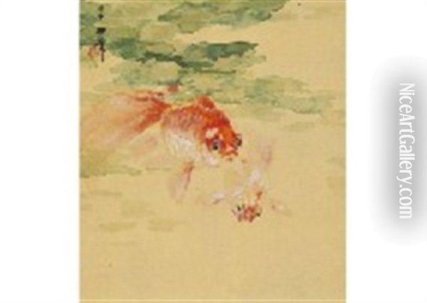 Goldfish Oil Painting - Suiseki Ohashi