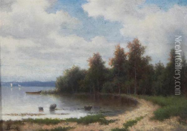 Lake View Oil Painting - Lars Teodor Billing