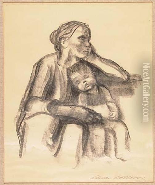 Arbeiterfrau Mit Schlafendem Jungen<</b> Oil Painting - Kathe Kollwitz