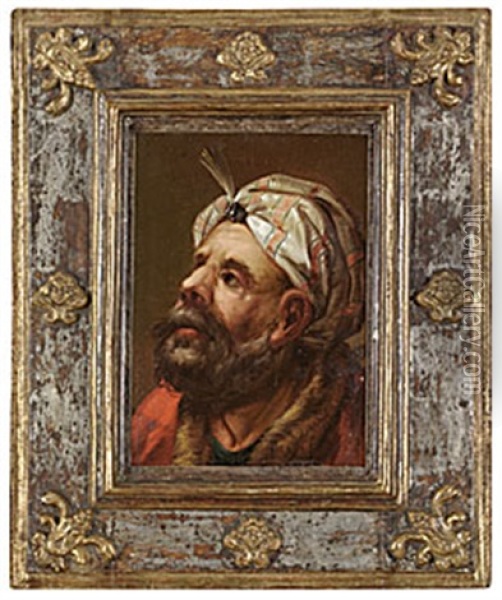 Man I Randig Sidenturban Oil Painting - Gaetano Gandolfi