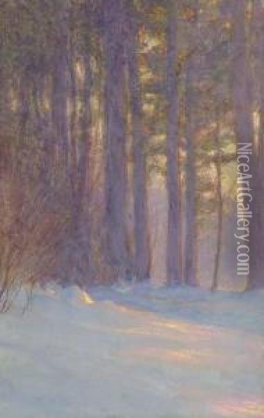 Woods In Snow At Dusk Oil Painting - Walter Launt Palmer