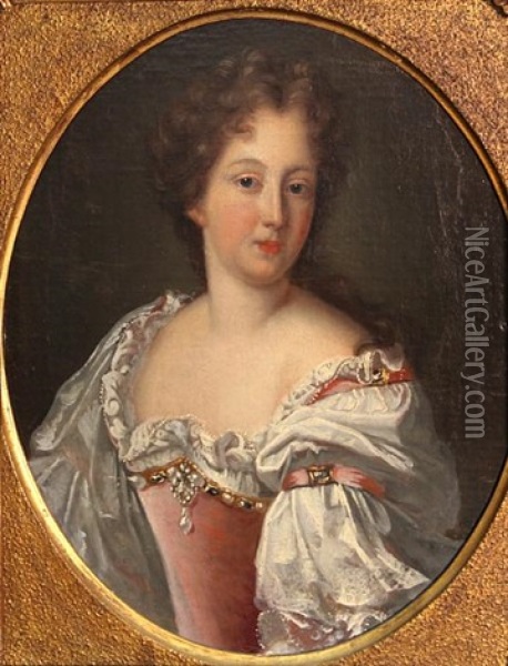 A Portrait Of A Lady Oil Painting - Jean Marc Nattier