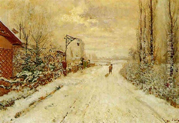 Vorortsstrase Im Winter Oil Painting - Jean Daniel Ihly