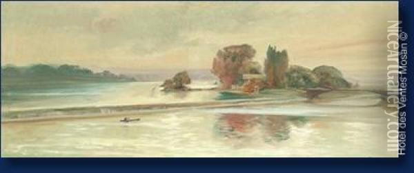 La Meuse Et La Derivation Oil Painting - Alphonse Caron