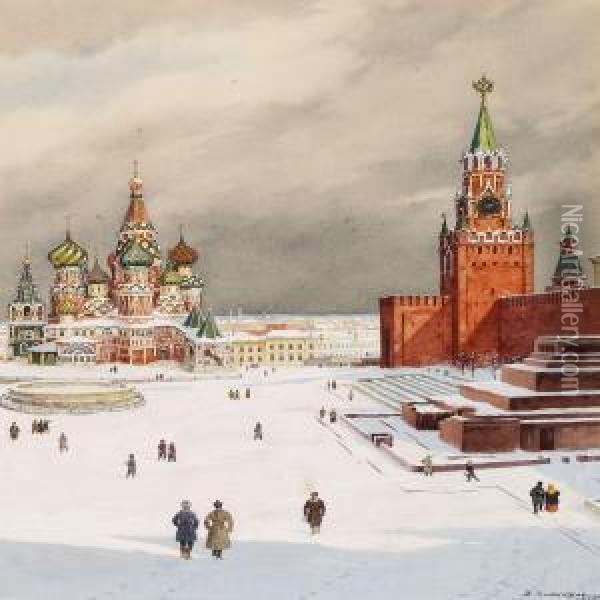 The Red Square Oil Painting - Boris Zvorykine