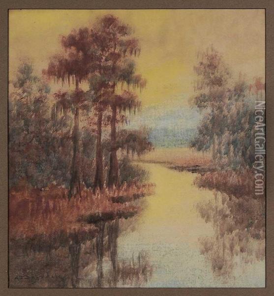In The Bayou Oil Painting - Alexander John Drysdale