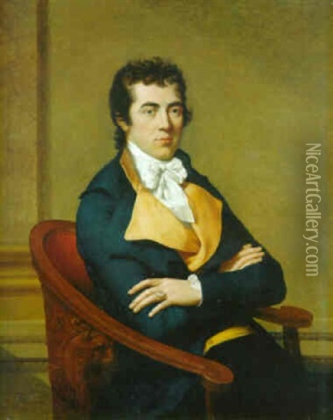 Portrait Of Henry Richard Vassall Fox, 3rd Lord Holland, Seated Oil Painting - Francois-Xavier Fabre