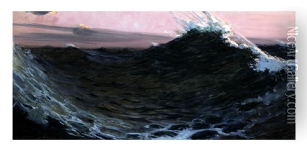 Surf Under Red Skies Oil Painting - William de Leftwich Dodge