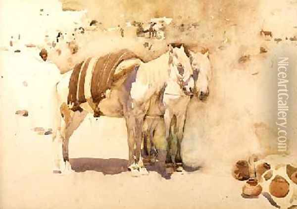 The White Mules Oil Painting - Arthur Melville