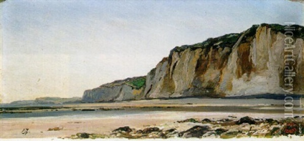 A Coastal Landscape Oil Painting - Louis-Gabriel-Eugene Isabey