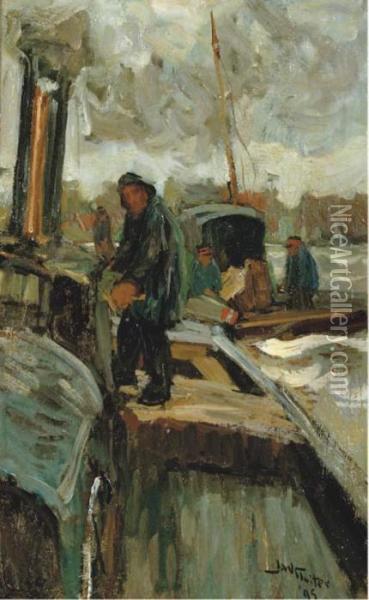 In The Harbour Oil Painting - Willy Sluyters