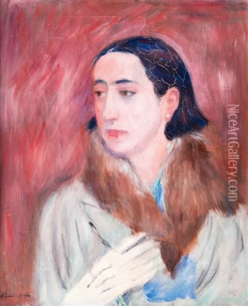 Portrait Einer Eleganten Dame Oil Painting - Fritz Friedrichs