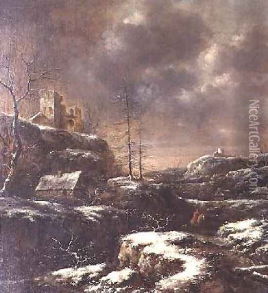 Winter Scene 3 Oil Painting - Claes Molenaar (see Molenaer)