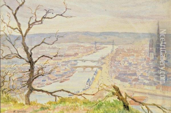 Vue De Rouen Oil Painting - Rene Hanin