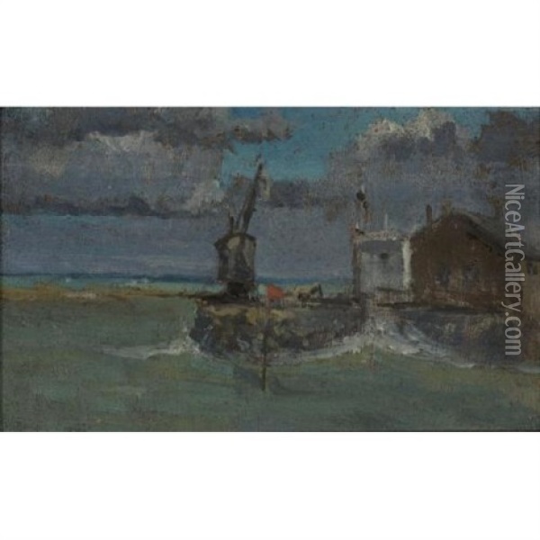 A Jetty Oil Painting - Walter Sickert