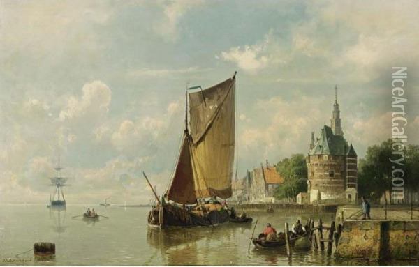 The Harbour Of Hoorn Oil Painting - Johannes Hermann Barend Koekkoek