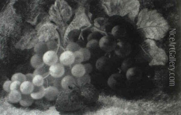 Still Life With Grapes And Strawberries Oil Painting - Oliver Clare