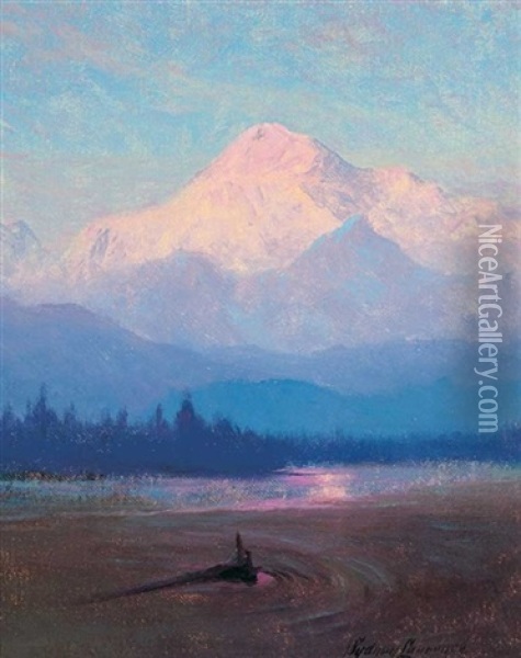 Mt. Mckinley From The Tokositna River Oil Painting - Sydney Mortimer Laurence