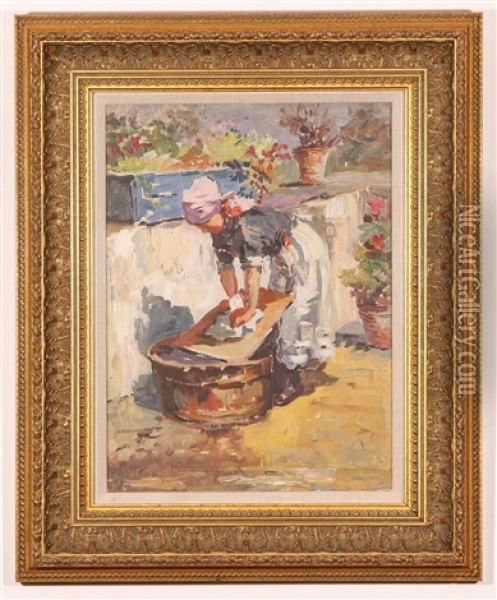 Washer Woman Oil Painting - Vladimir Pavlosky