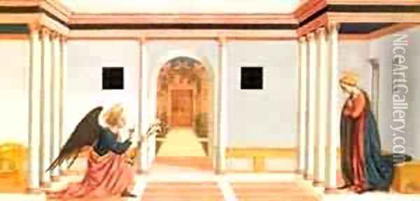 Annunciation (Predella) 3 1445 Oil Painting - Domenico Di Michelino