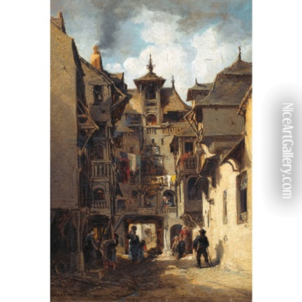 Nordfranzosische Altstadtpartie Oil Painting - Jules Achille Noel