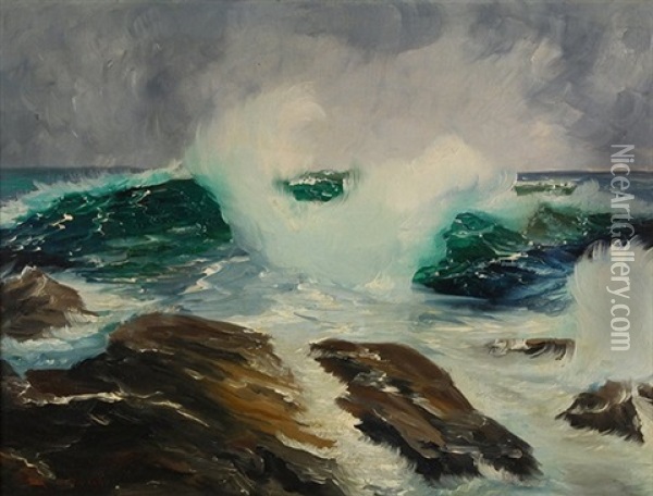 Crashing Wave Oil Painting - Franz Arthur Bischoff