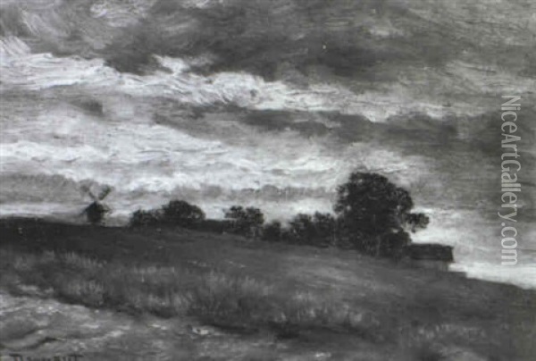 Hugelige Landschaft Mit Einer Windmuhle Oil Painting - Hugo Darnaut