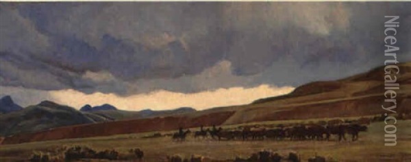 Storm On The Tehachapi Oil Painting - Maynard Dixon