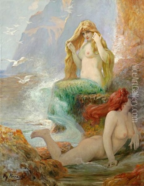 Mermaids Oil Painting - Henry Paul Perrault