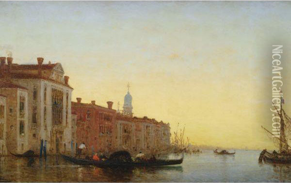 Gondole Traversant L'entree Du Grand Canal Oil Painting - Felix Ziem