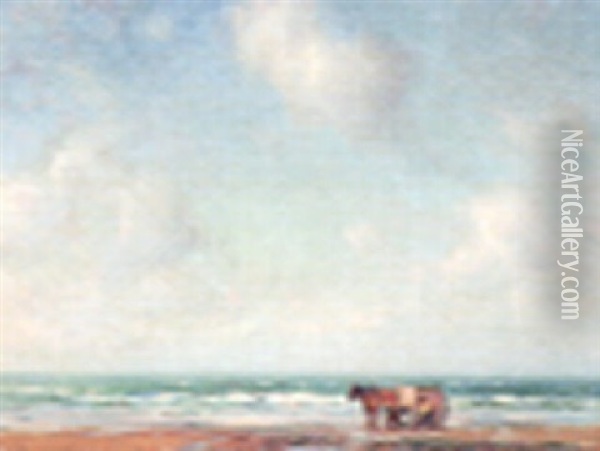Chevaux Sur La Plage Oil Painting - Georges Ricard-Cordingley