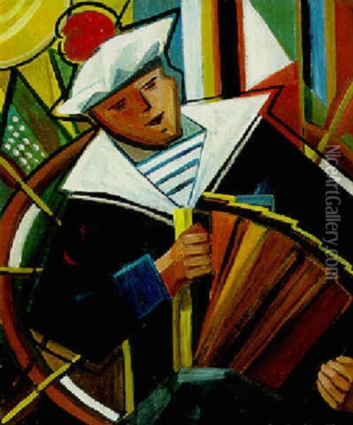 Cubist Sailor Oil Painting - Pavel Kotlarevsky