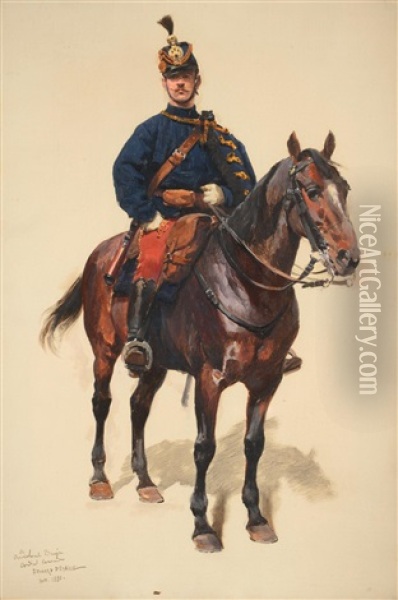 A Cavalry Soldier Oil Painting - Edouard Jean Baptiste Detaille