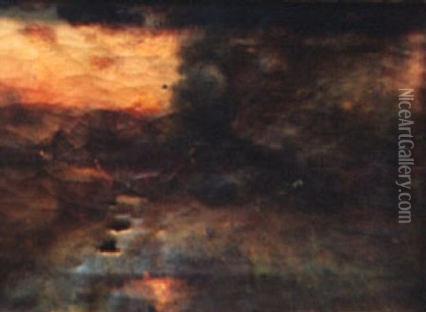 Sunset Oil Painting - Warren C. Briggs