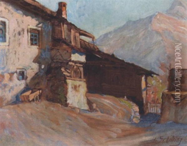 Partie Aus Grims, Oberinntal Oil Painting - Leopold Scheiring