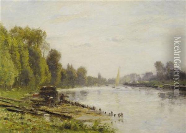 La Seine A La Garenne Saint-denis Oil Painting - Stanislas Lepine