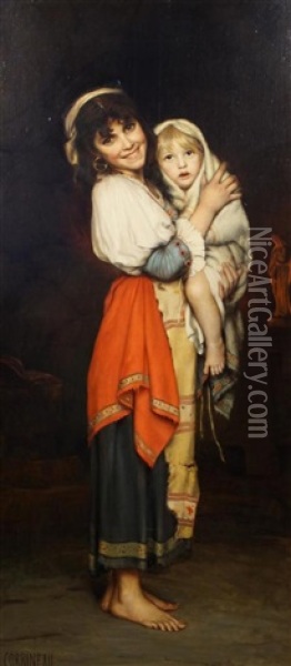 Young Woman With Child Oil Painting - Charles Corbineau