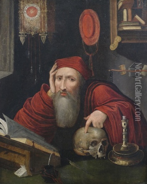 Der Heilige Hieronymus Im Gehaus Oil Painting - Marinus van Reymerswaele