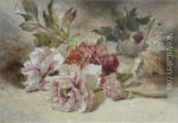 Still Life Of Raspberries Signed 3 X 4.25in Oil Painting - Helen Cordelia Coleman Angell