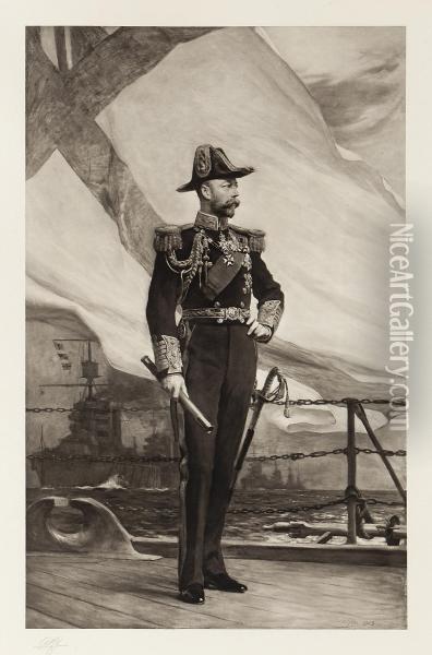 Portrait Of George V Oil Painting - Sir Samuel Luke Fildes