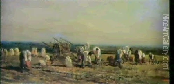 The Potato Harvest Oil Painting - Charles Francois Daubigny