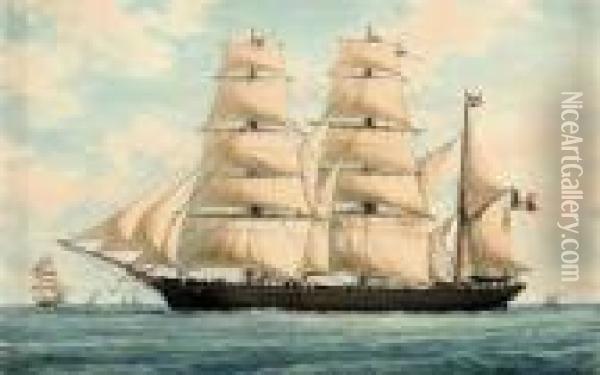 The French Barque Oil Painting - Francois Geoffroy Roux