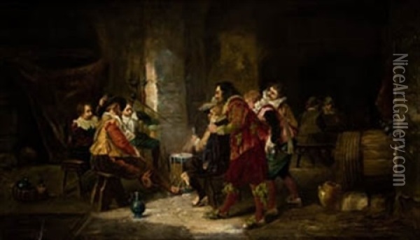 Bebiendo En La Taberna Oil Painting - Jose Morillo Ferradas