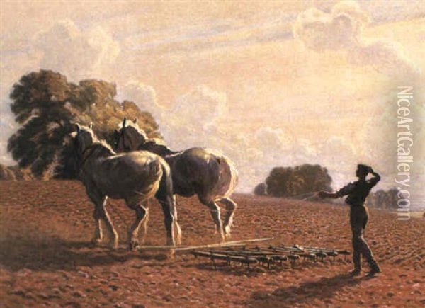 Plough Team Oil Painting - George Gascoyne