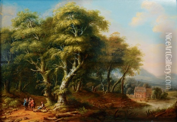 A Forest With Travellers Oil Painting - Franz Joseph Manskirch