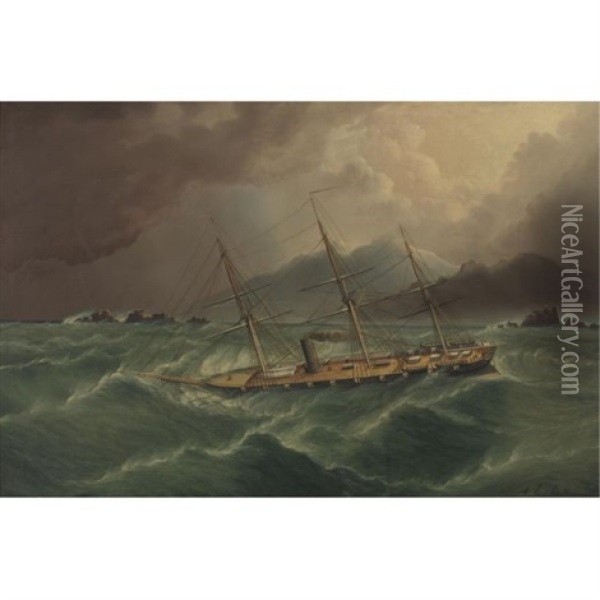 Packet Ship In A Storm At Tierra Del Fuego Oil Painting - James Edward Buttersworth